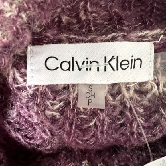 Calvin Klein Womens Mock Neck Sweater Purple Marled Knit Oversized Fit size S - Picture 9 of 13